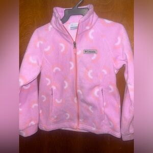 Columbia jacket - zip front - girls size S 7/8 - rainbows pink